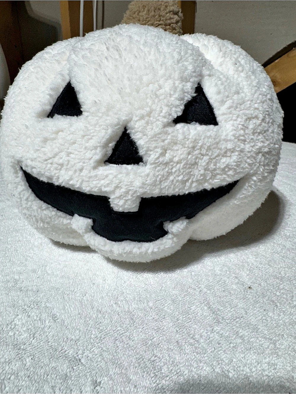 Hyde & EEK! Boutique Faux Shearling Pumpkin Halloween Throw Pillow